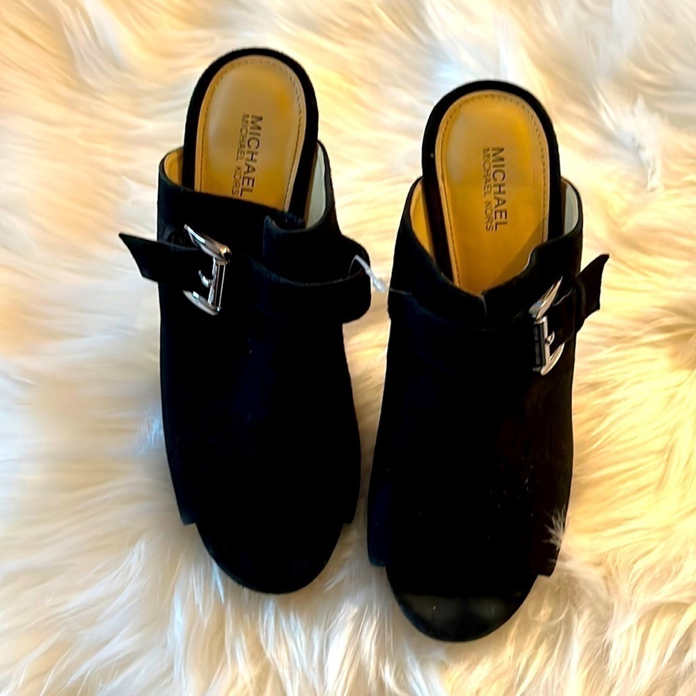 Michael Kors Black Mules with Silver Accent